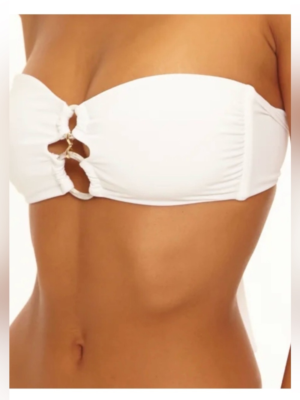 Beach Bunny White Strapless Bikini Top with Teal Accent
